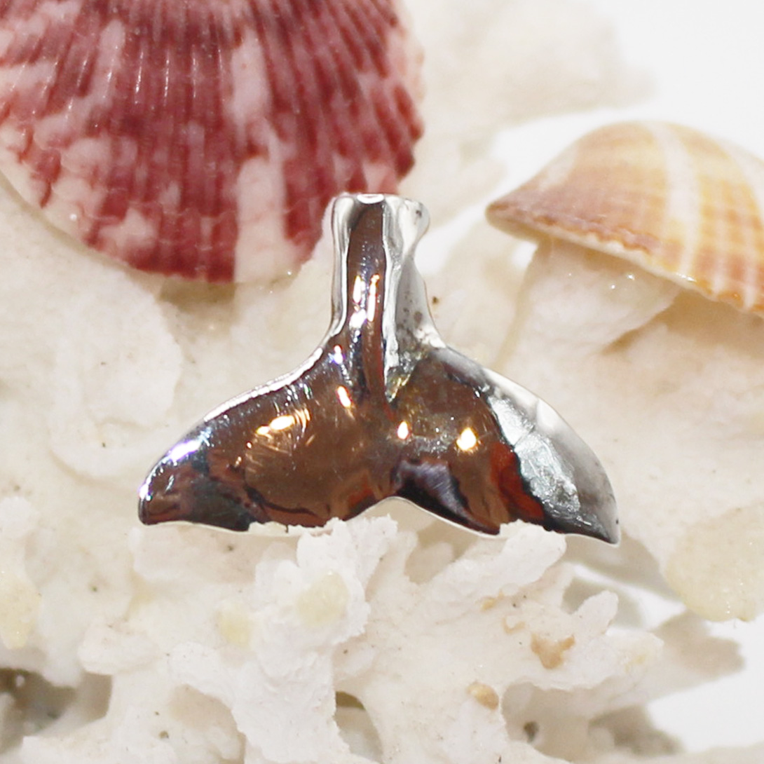 A silver whale trail pendant.